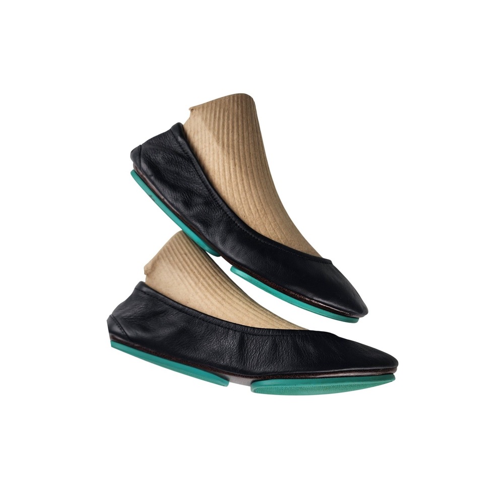 Tieks‎ Ballet Flats Womens Size 8 Matte Black Leather Foldable Travel Shoes